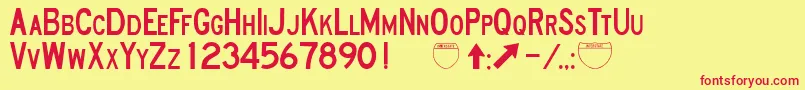 Fonte RoadSignD – fontes vermelhas em um fundo amarelo
