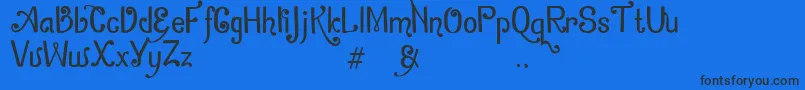 Шрифт ZamrudKhatulistiwa – чёрные шрифты на синем фоне