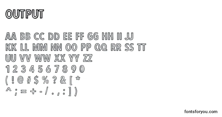 A fonte Output – alfabeto, números, caracteres especiais