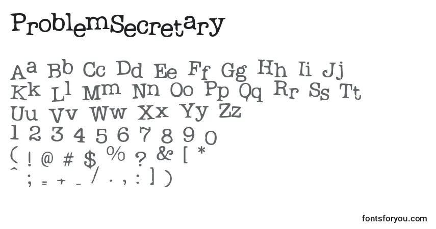 ProblemSecretary-fontti – aakkoset, numerot, erikoismerkit