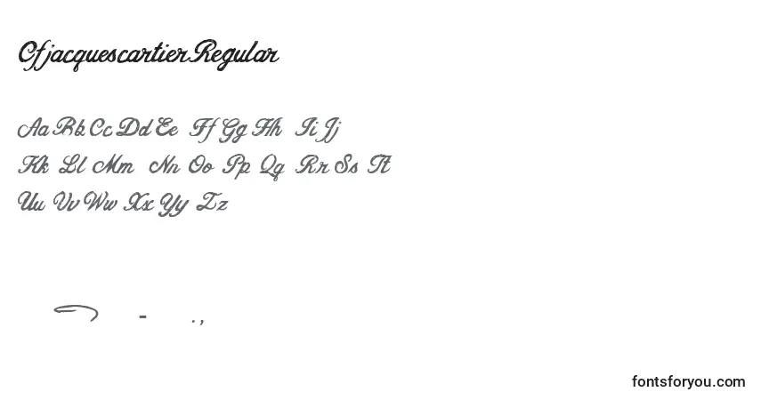 Czcionka CfjacquescartierRegular – alfabet, cyfry, specjalne znaki