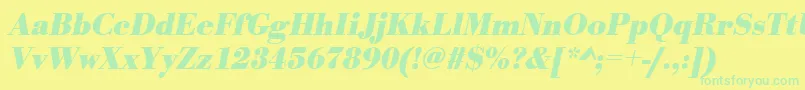 UrwbodonitnarBoldOblique Font – Green Fonts on Yellow Background