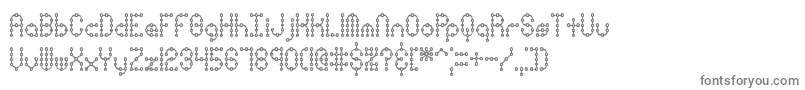 PindownXPlainBrk-fontti – harmaat kirjasimet valkoisella taustalla