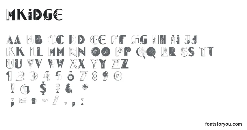 Schriftart Mkidge – Alphabet, Zahlen, spezielle Symbole
