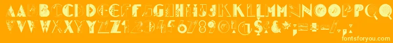 Mkidge-Schriftart – Gelbe Schriften auf orangefarbenem Hintergrund