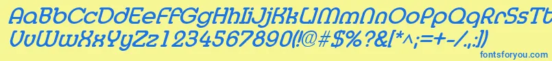 MedflyBoldItalic Font – Blue Fonts on Yellow Background