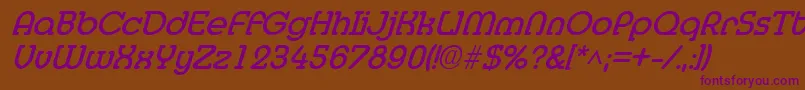 MedflyBoldItalic Font – Purple Fonts on Brown Background