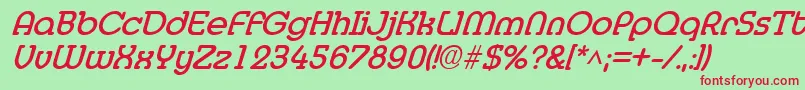 MedflyBoldItalic Font – Red Fonts on Green Background