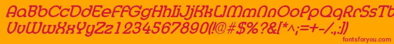 MedflyBoldItalic Font – Red Fonts on Orange Background