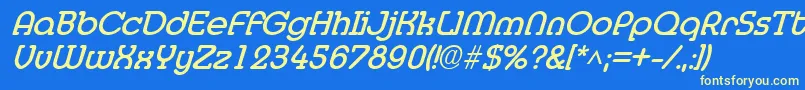 MedflyBoldItalic Font – Yellow Fonts on Blue Background