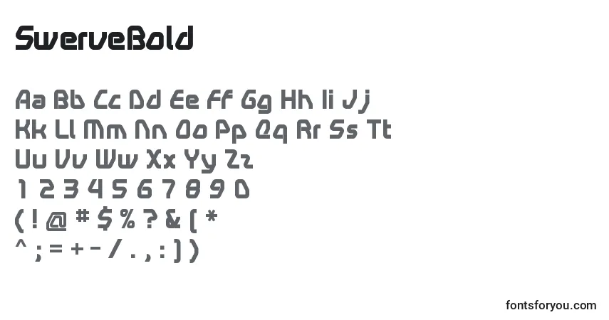 A fonte SwerveBold – alfabeto, números, caracteres especiais