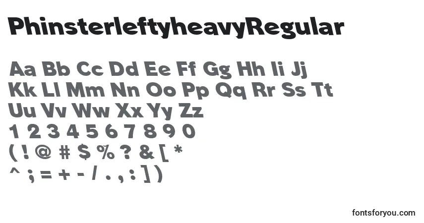 Шрифт PhinsterleftyheavyRegular – алфавит, цифры, специальные символы