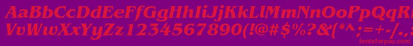 ItcBenguiatBoldItalic-Schriftart – Rote Schriften auf violettem Hintergrund