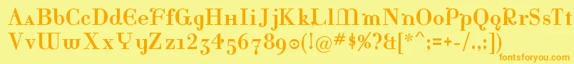 フォントKatrina – オレンジの文字が黄色の背景にあります。