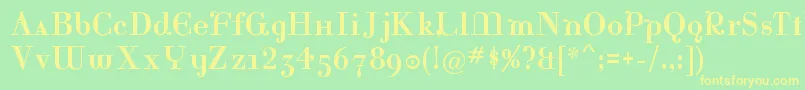 フォントKatrina – 黄色の文字が緑の背景にあります