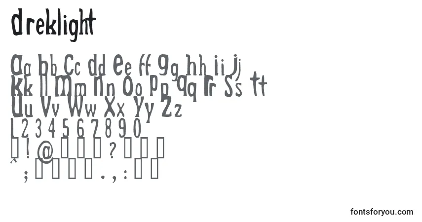 Schriftart DrekLight – Alphabet, Zahlen, spezielle Symbole