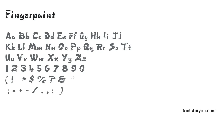 Czcionka Fingerpaint – alfabet, cyfry, specjalne znaki