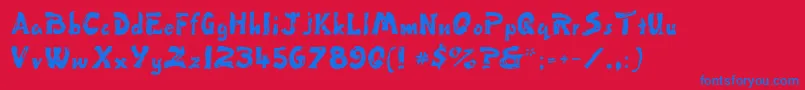 Fingerpaint Font – Blue Fonts on Red Background