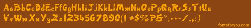 Fingerpaint Font – Orange Fonts on Brown Background