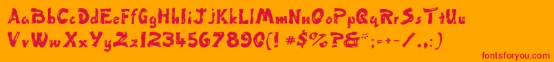 Fingerpaint Font – Red Fonts on Orange Background