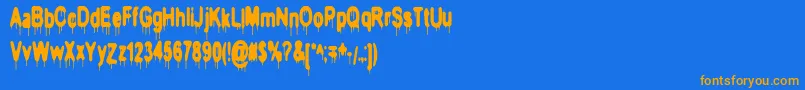 HeadInjuries-Schriftart – Orangefarbene Schriften auf blauem Hintergrund