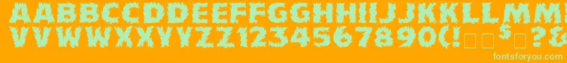 Fonte Firecat – fontes verdes em um fundo laranja