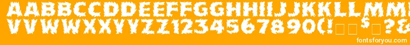 Firecat-Schriftart – Weiße Schriften auf orangefarbenem Hintergrund
