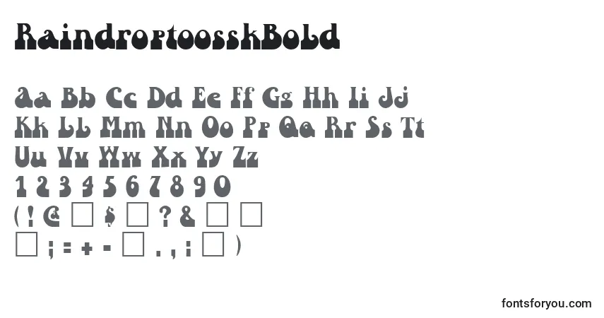 Шрифт RaindroptoosskBold – алфавит, цифры, специальные символы