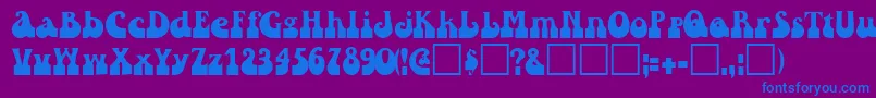 RaindroptoosskBold-Schriftart – Blaue Schriften auf violettem Hintergrund