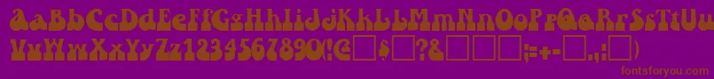 フォントRaindroptoosskBold – 紫色の背景に茶色のフォント