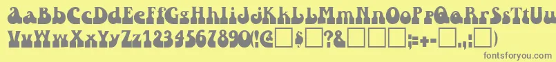 RaindroptoosskBold-fontti – harmaat kirjasimet keltaisella taustalla