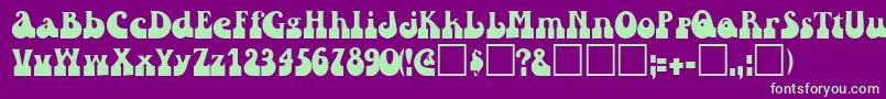 フォントRaindroptoosskBold – 紫の背景に緑のフォント