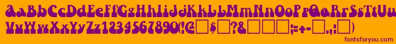 RaindroptoosskBold-Schriftart – Violette Schriften auf orangefarbenem Hintergrund