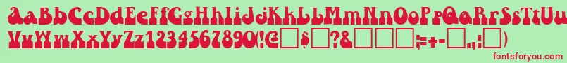RaindroptoosskBold-Schriftart – Rote Schriften auf grünem Hintergrund