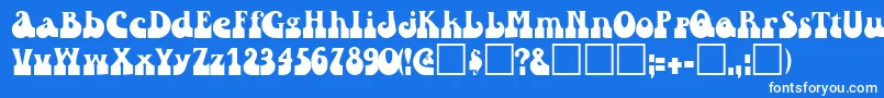 フォントRaindroptoosskBold – 青い背景に白い文字