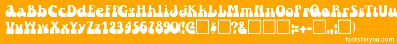 RaindroptoosskBold-Schriftart – Weiße Schriften auf orangefarbenem Hintergrund