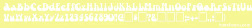 RaindroptoosskBold-fontti – valkoiset fontit keltaisella taustalla