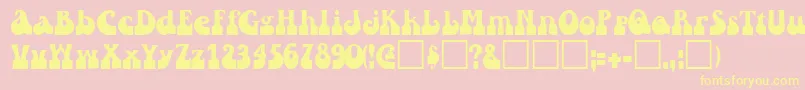 フォントRaindroptoosskBold – 黄色のフォント、ピンクの背景