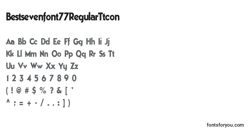 Czcionka Bestsevenfont77RegularTtcon – alfabet, cyfry, specjalne znaki