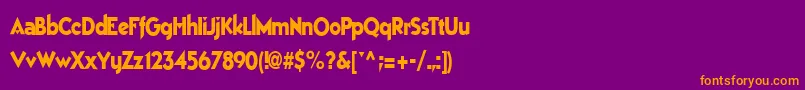 フォントBestsevenfont77RegularTtcon – 紫色の背景にオレンジのフォント