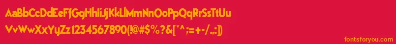 フォントBestsevenfont77RegularTtcon – 赤い背景にオレンジの文字