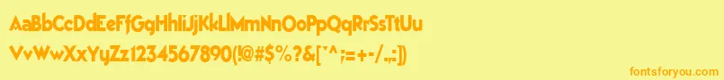 フォントBestsevenfont77RegularTtcon – オレンジの文字が黄色の背景にあります。