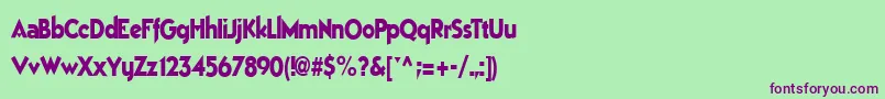 フォントBestsevenfont77RegularTtcon – 緑の背景に紫のフォント