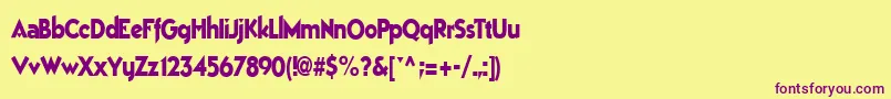 フォントBestsevenfont77RegularTtcon – 紫色のフォント、黄色の背景