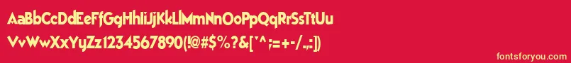 フォントBestsevenfont77RegularTtcon – 黄色の文字、赤い背景