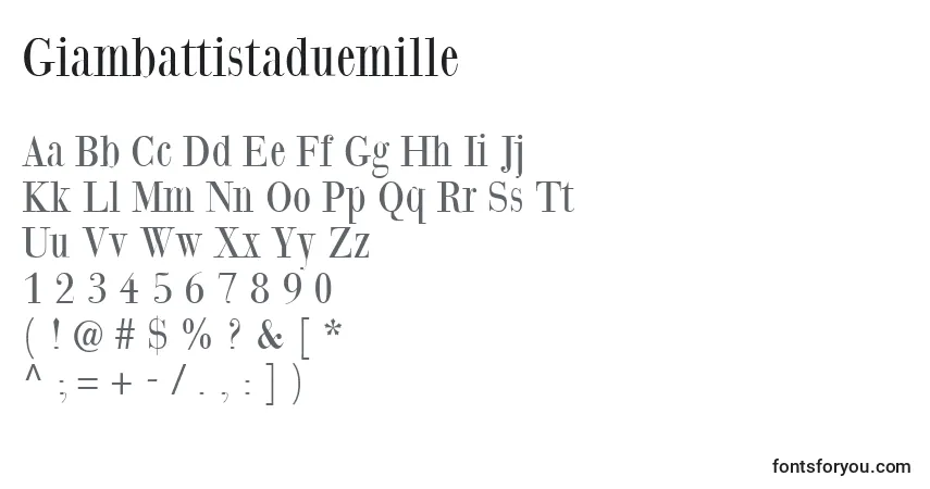 A fonte Giambattistaduemille – alfabeto, números, caracteres especiais