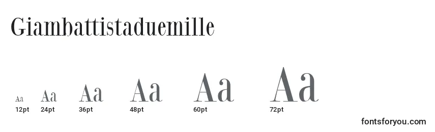 Размеры шрифта Giambattistaduemille