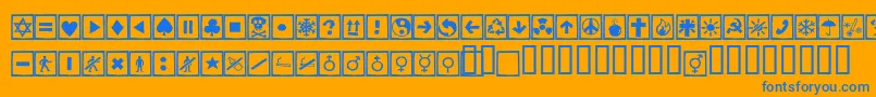 フォントAlesignscagell – オレンジの背景に青い文字