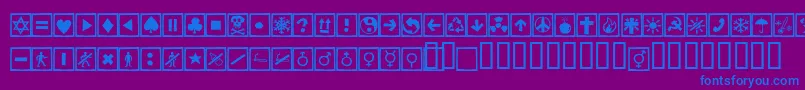 フォントAlesignscagell – 紫色の背景に青い文字