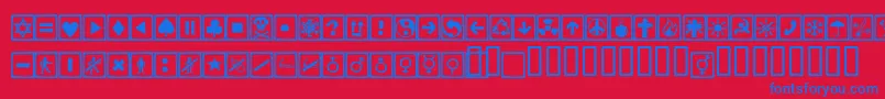 Alesignscagell-Schriftart – Blaue Schriften auf rotem Hintergrund
